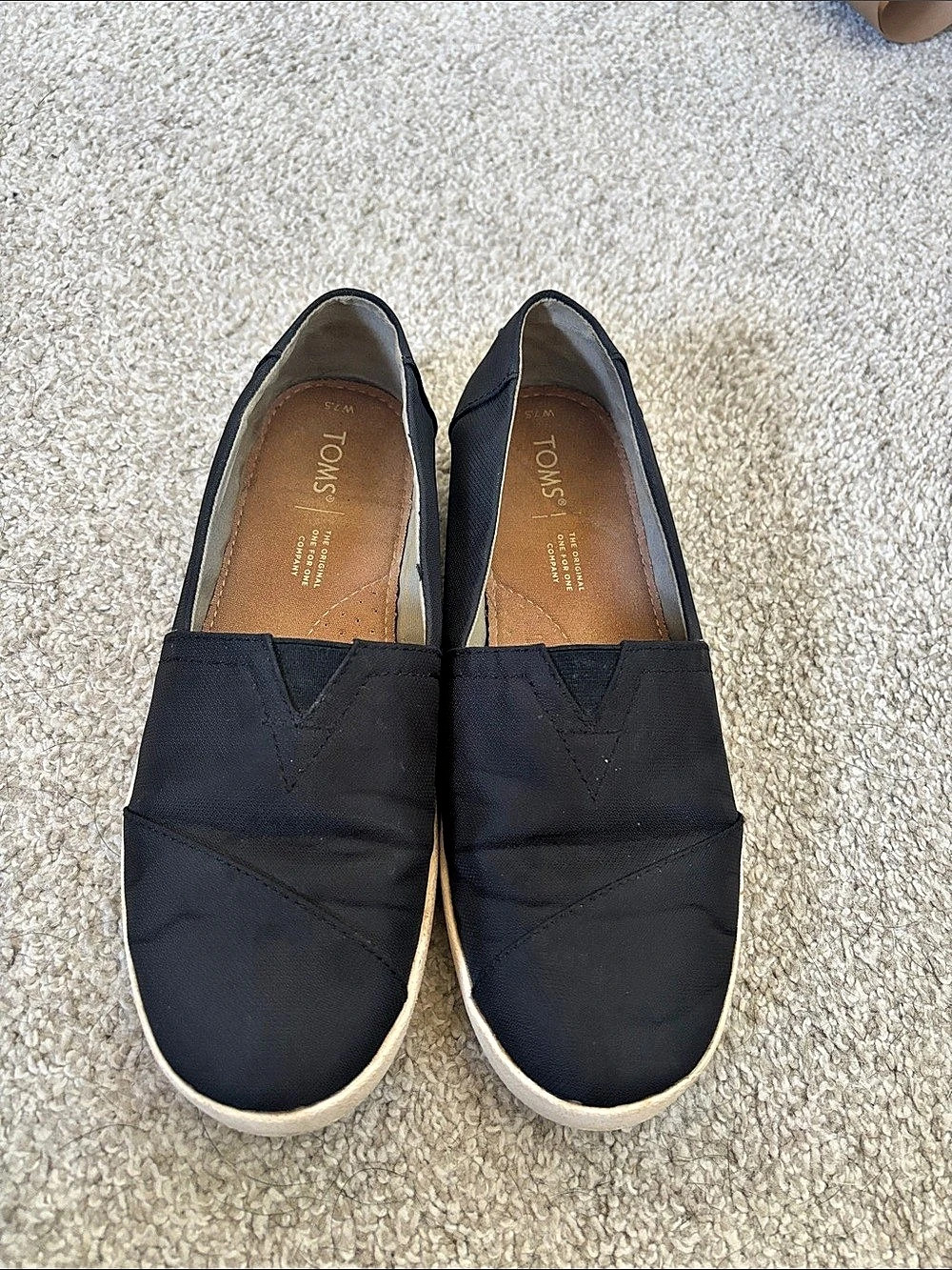 TOMS Alpargata Classic Black Canvas Black Slip-On Flats US 7.5